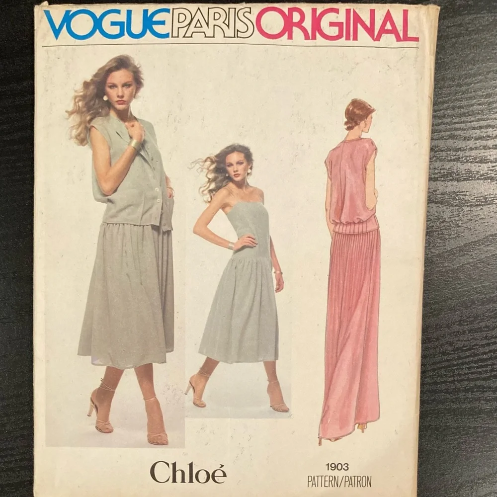 Vintage RARE 70’s NIP UNUSED UNCUT Vogue Paris Chloe sewing pattern #1903 size 8